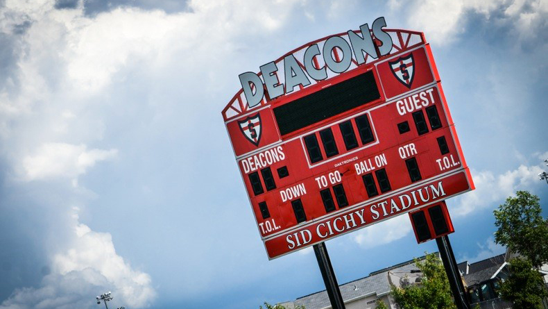 Outdoor photo of Deacons Stadium sign